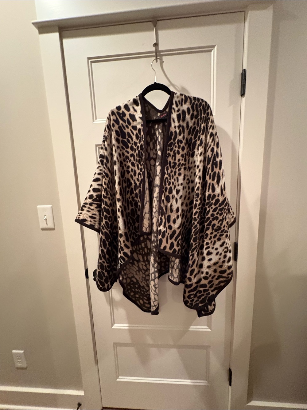 Leopard Print Open Front Poncho